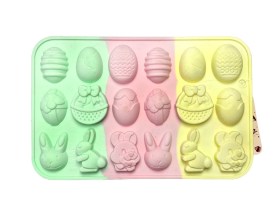 Molde silicona tricolor 18 figuras Pascua